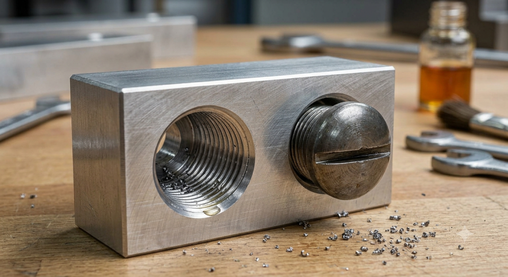 Pièce métallique avec un trou taraudage pour fixer une vis - Ma Pièce Sur Mesure