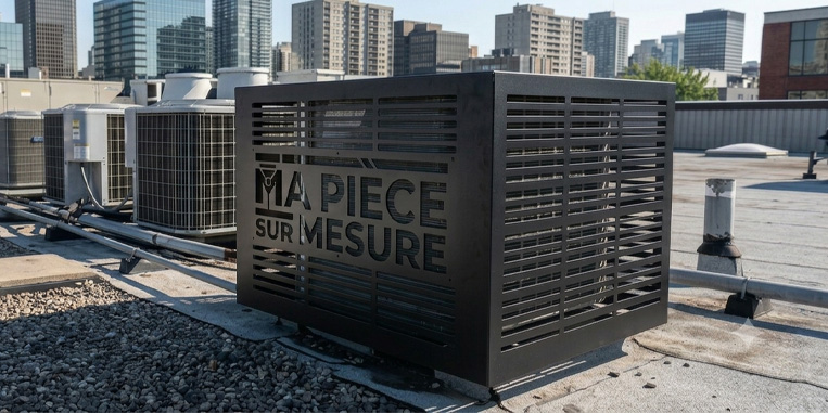 Cache climatiseur sur mesure avec logo entreprise - Ma Pièce Sur Mesure